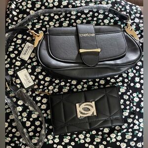 Bebe saint lamby crossbody and Bebe zaza bling trifold wallet